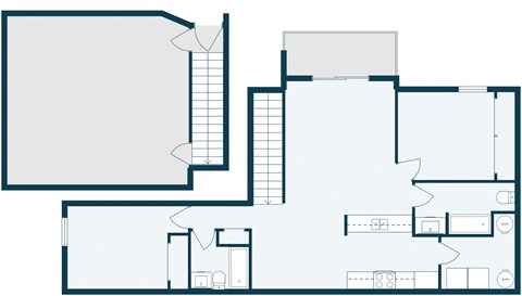 Floor plan for 2 beds, 2 baths, 1119 sqft